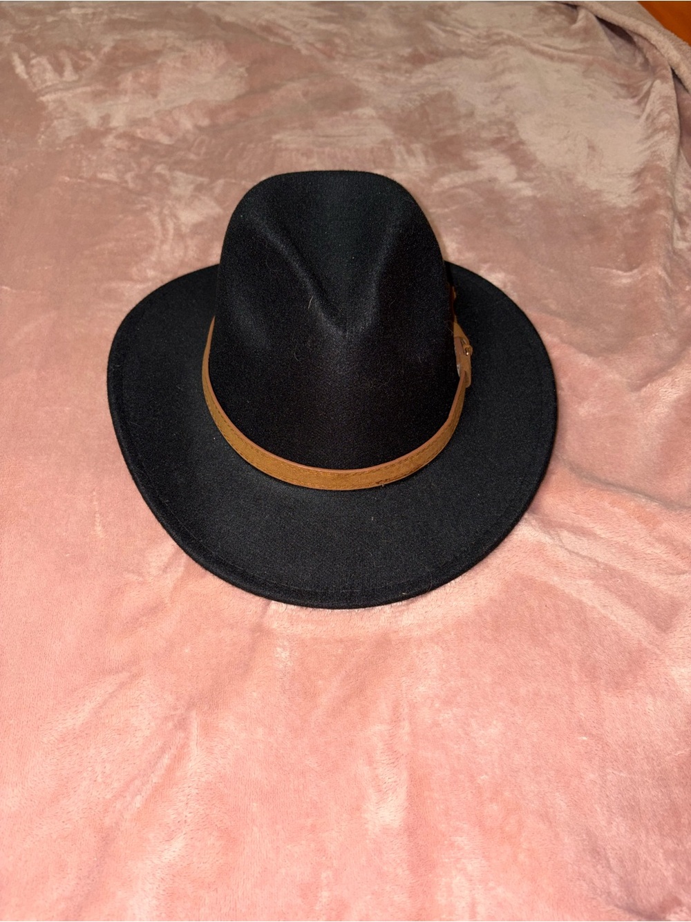 Classic Black Wool Fedora with Brown Leather Band - Woman Accessories